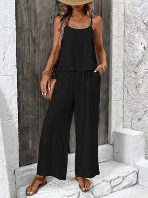 Antakya Yöresi Kadın Ip Askılı Yuvarlak Yakalı Aerobin Kısa Bluz ve Pantolon Ikili Takım