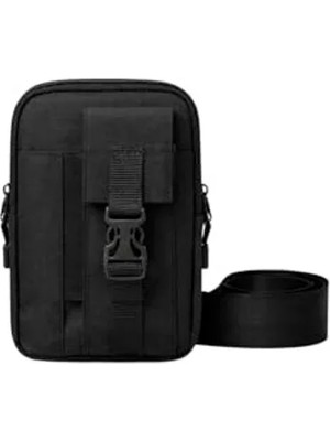 MarkEntegra Siyah Unisex Telefon Bölmeli Taktik Çapraz Bel Çanta Göğüs Seyahet Günlük Bodybag Freebag Slingbag