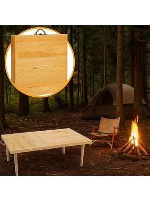 MarkEntegra 50X100 cm Katlanabilir Kamp Masası, Ham Naturel Renk Seçeneği
