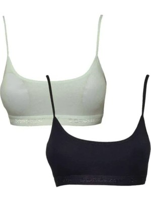 Royaleks Kesgin Market® Pedli Ip Askılı Krem ve Siyah Büstiyer 2 Adet Teknokesgin