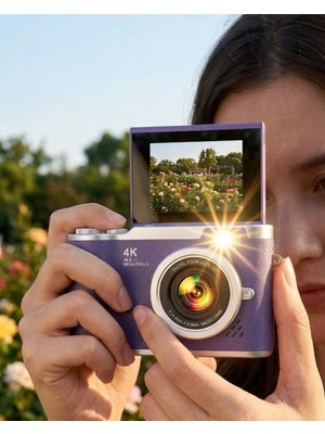 Kesgin Market® Flip Ekranlı Dijital Kamera 4K Video 48 Mp Güzelleştirme Modu Teknokesgin