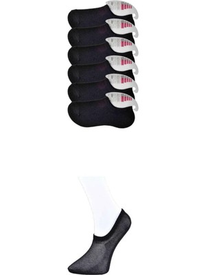 Royaleks Kesgin Market® Siyah Kadın Görünmez Çorap 6 Çift Teknokesgin