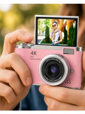 TeknoKesgin Kesgin Market® Profesyonel Çekim Için 48 Mp Kamera 18X Zoom Flip Ekran Dijital Kamera Teknokesg