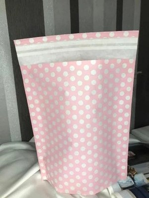 MarkEntegra Pembe Beyaz Puantiyeli Hediye Paketi Gift Packet Hediye Torbası Bantlı 25X30 cm - 2 Adet (Pembe)