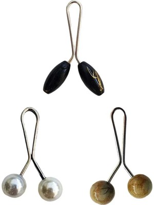 Royaleks Kesgin Market® 3 Adet Tesettür Eşarp ve Şal Klipsi Inci Beyaz Hardal Siyah Teknokesgin