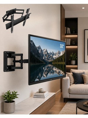 TeknoKesgin Kesgin Market® 32 55 Inç Hareketli Tv Askı Atı Duvar Tipi Döner Eğimli Televizyon Askısı T