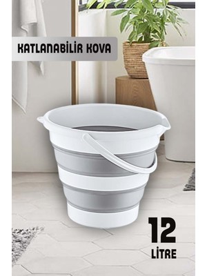 PremiumPort Katlanabilir 12L Akordiyon Kovası, Banyo ve Araba Yıkama Için Pratik Kullanım