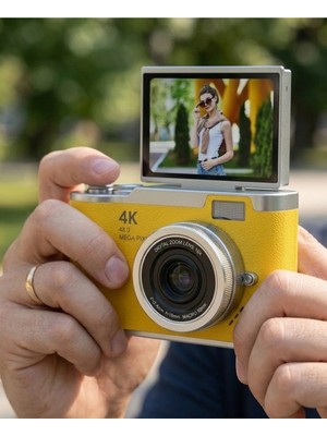 TeknoKesgin Kesgin Market® Profesyonel Çekim Için 48 Mp Dijital Kamera Flip Screen 18X Zoom Uzun Pil Ömrü