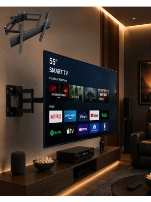 Kesgin Market® 32 55 Inç Televizyon Askı Atı Duvara Monte Hareketli Tv Tutucu Teknokesgin