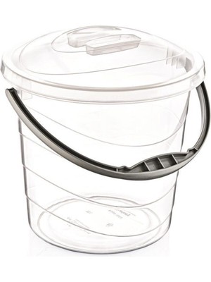 PremiumPort Şeffaf Kapaklı 20 Litre Plastik Su Kovası, Dayanıklı ve Kullanışlı