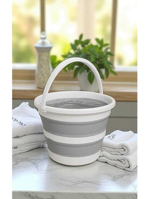 PremiumPort Katlanabilir 10L Iç ve Dış Mekan Su Kovası, Kulplu, Pratik Temizlik Aracı