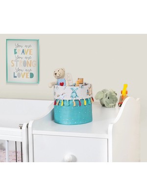 TeknoKesgin Kesgin Market® Baby Kullanımı Kolay Desenli Taşınabilir Düzenleyici Püsküllü Yuvarlak Sepe