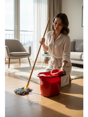 PremiumPort Tekerlekli Sıkmalı Mop Paspas Kovası 15 Litre Temizlik Kovası