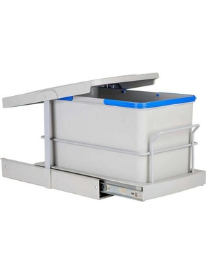 PremiumPort Çekçekli Teleskopik Kısa Çöp Kovası 16 Litre Gri