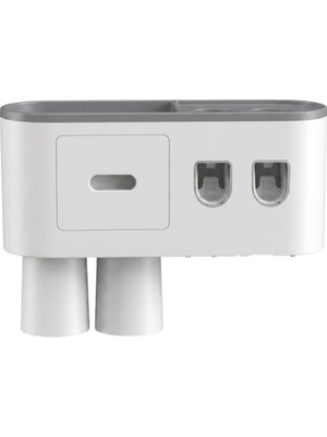 Prativas Çift Dispenserli Macunu Sıkacağı 6 Fırçalık Bardaklı Banyo Organizer