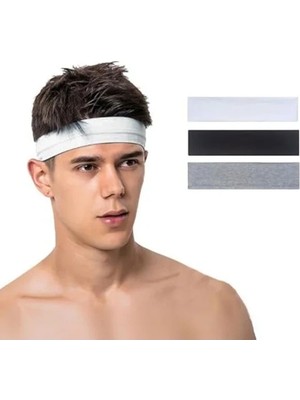 MarkEntegra 3'lü Sporcu Saç Bandı, Fitness ve Koşu Için, Terleme Önleyici