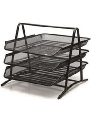 MarkEntegra 3'lü Perfore Evrak Rafı - Siyah, Düzenli Ofis Için