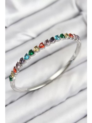 LTG Nova Pirinç Renkli Zirkon Taşlı Model Gümüş Renk Kadın Kelepçe - TJ-BB7679