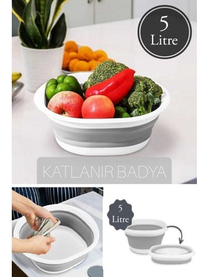PremiumPort Katlanabilir 5l Akordiyon Leğen, Pratik ve Hafif Çok Amaçlı Kullanım