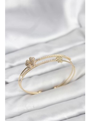 LTG Nova Pirinç Gold Renk Yonca Model Kadın Bileklik - TJ-BB8265