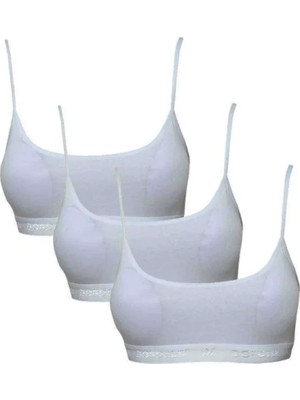 Royaleks Kesgin Market® Pedli Ip Askılı Beyaz Büstiyer 3 Adet Teknokesgin