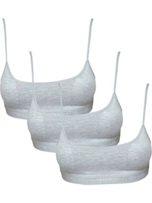 Royaleks Kesgin Market® Pedli Ip Askılı Gri Büstiyer 3 Adet Teknokesgin