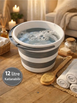 PremiumPort 12 Litre Katlanabilir Taşınabilir Temizlik Kovası, Pratik ve Hafif Kullanım