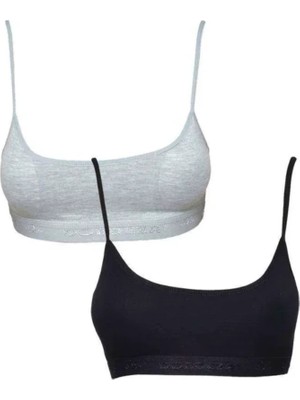 Royaleks Kesgin Market® Pedli Ip Askılı Gri ve Siyah Büstiyer 2 Adet Teknokesgin