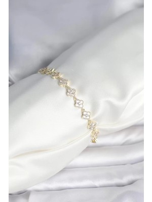 LTG Nova Zirkon Taşlı Pirinç Yonca Model Bileklik - TJ-BB8086