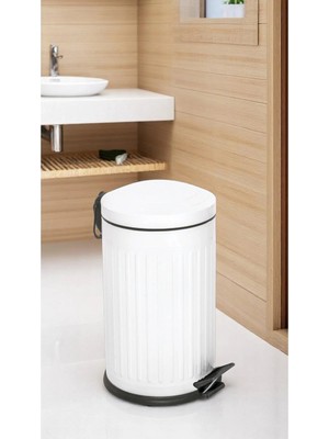 PremiumPort 16L Beyaz Çöp Kovası, Amortisörlü Kapak, Yavaş Kapanan, Çok Amaçlı