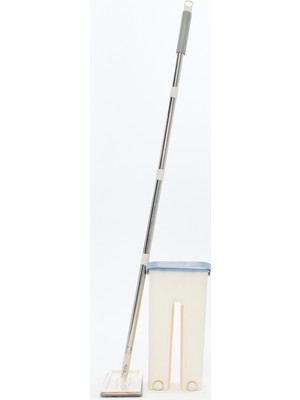 PremiumPort Çift Hazneli Mikrofiber Flat Mop Seti, Paslanmaz Çelik Saplı Temizlik Kovası