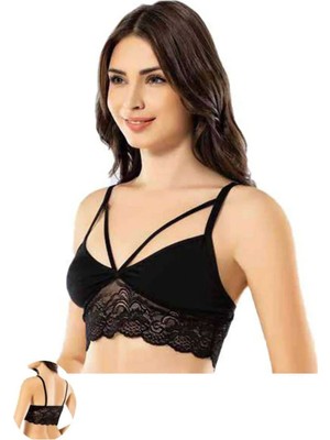 Royaleks Kesgin Market® Kota 6 Adet Siyah Dantelli Büstiyer Teknokesgin