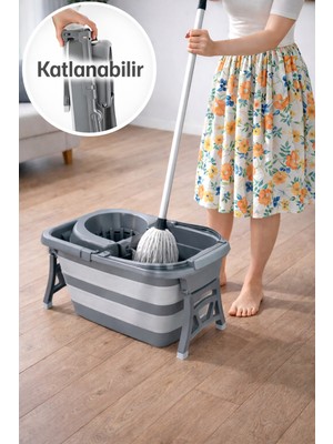 PremiumPort Pratik ve Hafif Katlanabilir Mop Kovası 20 Litre, Kolay Temizlik Için Ideal