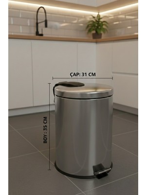 PremiumPort 20 Litre Metal Pedallı Çöp Kovası, Mutfak ve Banyo Temizliği Için