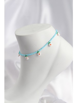 Zenvia Mavi Renk Boncuklu Papatya Motifli Halhal - TJ-HH1662