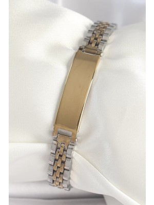 LTG Nova Çelik Gold Gümüş Renk Kalın Zincir Künye Model Erkek Bileklik - TJ-EB3717