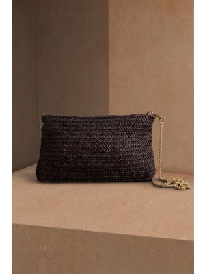 FullaModa Zincir Askılı Hasır Portföy & Clutch Çanta