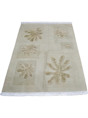 Zehra Abla Halı Vintage El Dokuma Modern Benzersiz Pastel Çiçekli Yün Kilim 7262