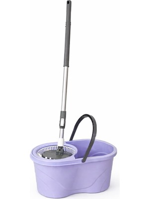 PremiumPort Lila Handy Temizlik Seti, Döner Başlıklı Mikrofiber Mop ve Paslanmaz Metal Sap