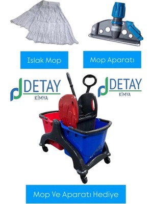 PremiumPort Çift Kovalı Plastik Temizlik Paspası ve Mop Seti Hediye