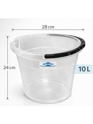 PremiumPort 10 Litre Şeffaf Plastik Temizlik Kovası, Saplı, Hafif ve Dayanıklı