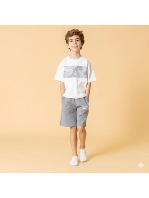 Erkek Çocuk Pamuklu 2'li Takım Bisiklet Yaka Tshirt - Şort