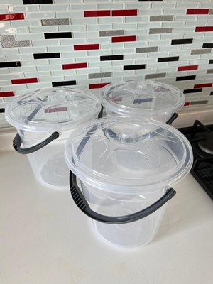 PremiumPort Şeffaf Kapaklı 5l Plastik Su ve Temizlik Kovası 3'lü Set