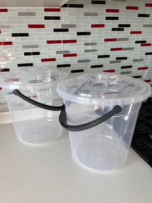 PremiumPort Şeffaf Kapaklı 10L Plastik Su ve Temizlik Kovası, 2'li Set