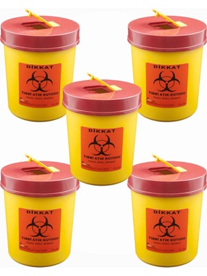 PremiumPort Pratik Tıbbi Atık Kovası 1,3 Lt, Paket Halinde 5 Adet