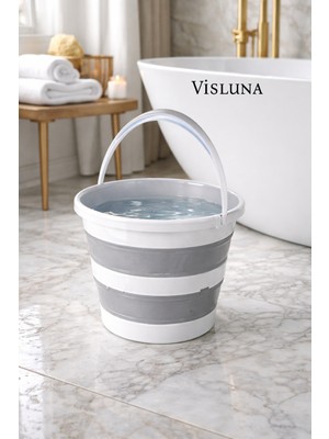 PremiumPort Katlanabilir 12,8 L Su Kovası, Silikon Banyo Temizlik Aracı