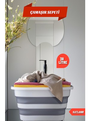 PremiumPort 38 Lt Katlanabilir Çamaşır ve Oyuncak Sepeti, Pratik ve Şık Kullanım