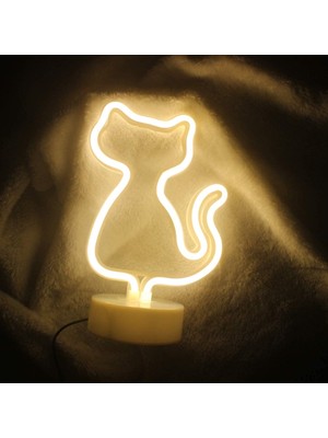ForWhat Büro Ev Ofis Hediyesi Için Neon Işıklı Kedi Tasarımlı Lamba