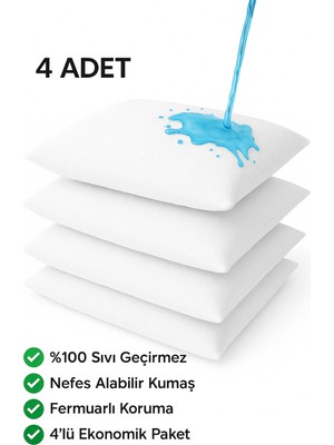 Fiberliz Yastık Alezi Su Geçirmez Ses Yapmaz Yastık Alez Kılıfı 4 Adet