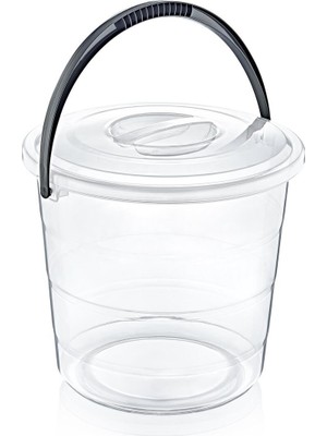 PremiumPort Şeffaf 15 L Kapaklı Kova, Dayanıklı ve Pratik Depolama Çözümü